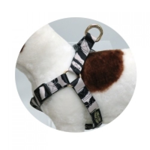 Arnés Love Zebra para perros color Blanco y negro