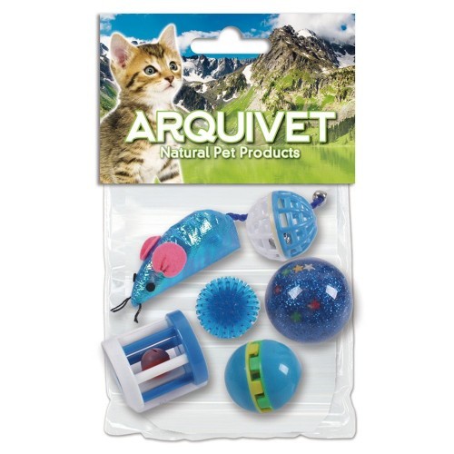 Kit 6 juguetes para gatos color Azul