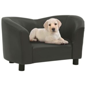 Vidaxl sofá de cuero gris oscuro para perros