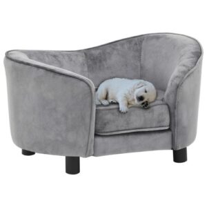 Vidaxl sofá de felpa gris para perros